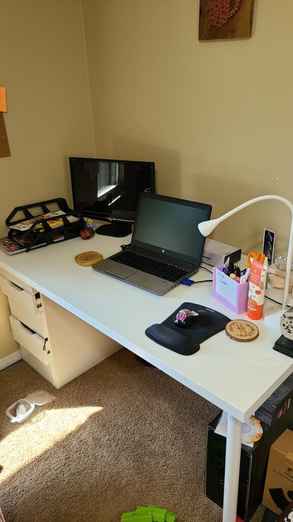 An office desk, cleared of clutter