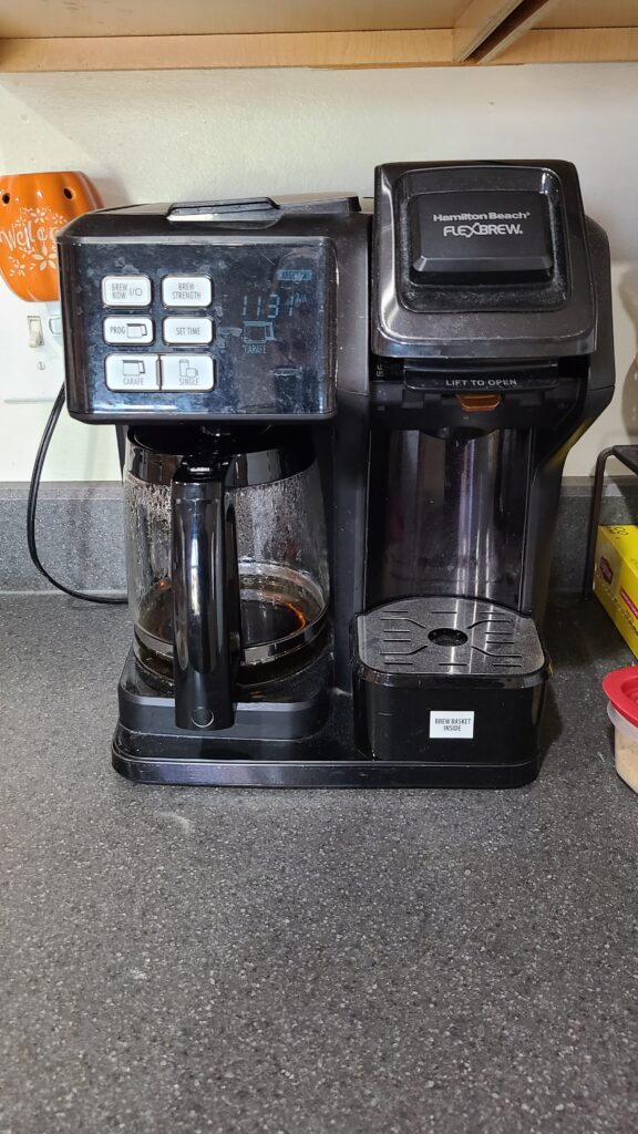 A coffee maker on a countertop