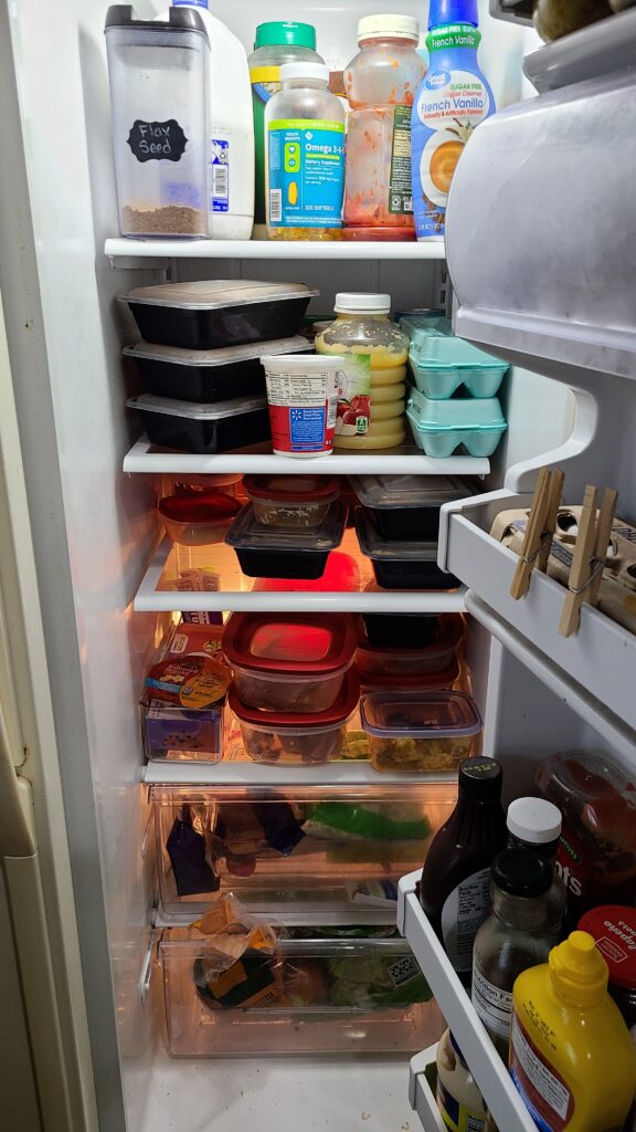 The inside of a full refrigerator