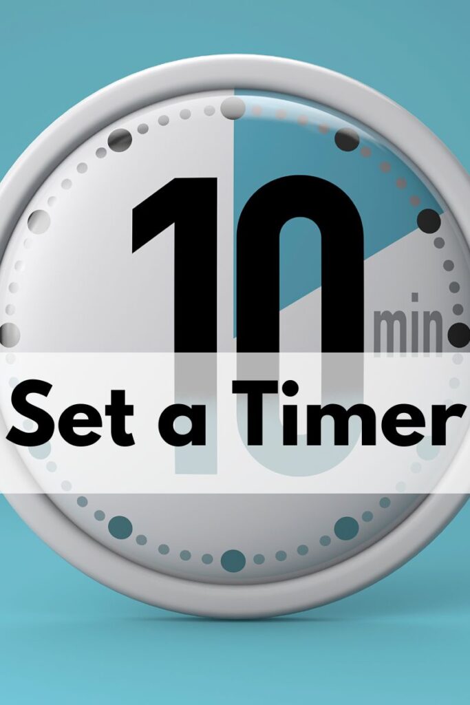 A timer that says "10 min". Text says "Set a timer"