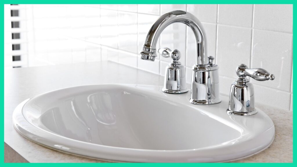 A cleaned white bathroom sink